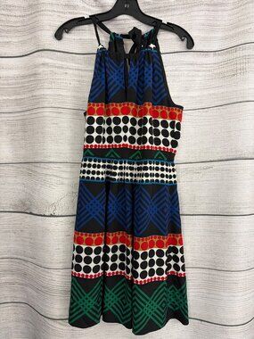 Trina Turk Shape Study Chazz 100% Silk Sleeveless Halter Dress